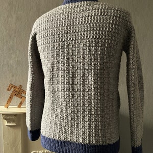 Men's Crochet PDF Pattern, Long Loop Stripe Textured Cardigan image 5