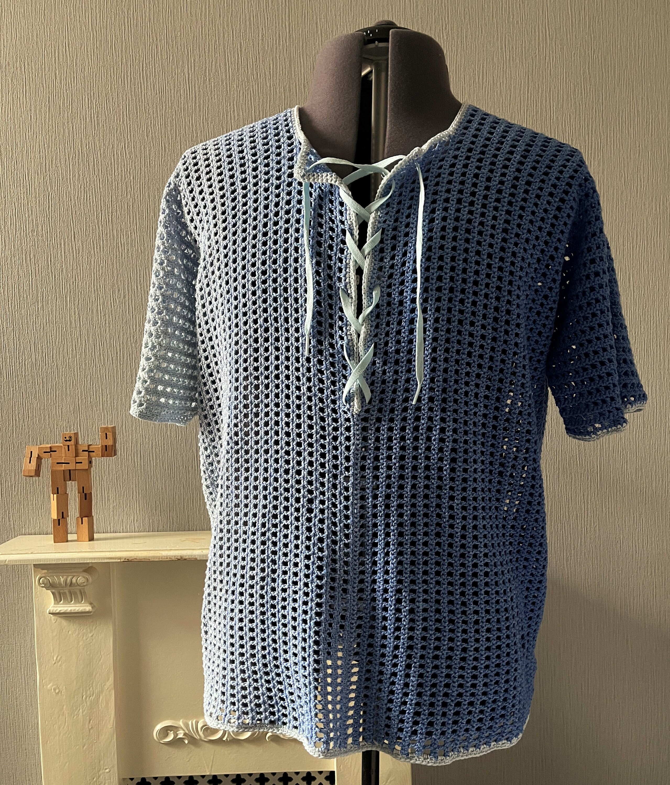 Men's Crochet PDF Pattern, Summer Mesh Shirt