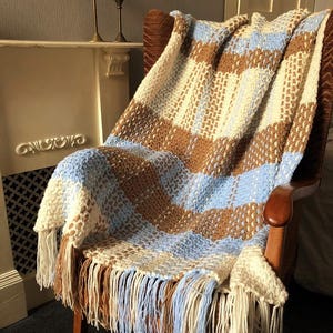Crochet & Weave Pattern Large Plaid Throw