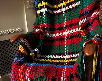 Crochet & Weave Pattern Large Tartan Throw