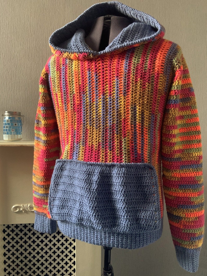 Men's Crochet PDF Pattern Sideways Hoodie Etsy