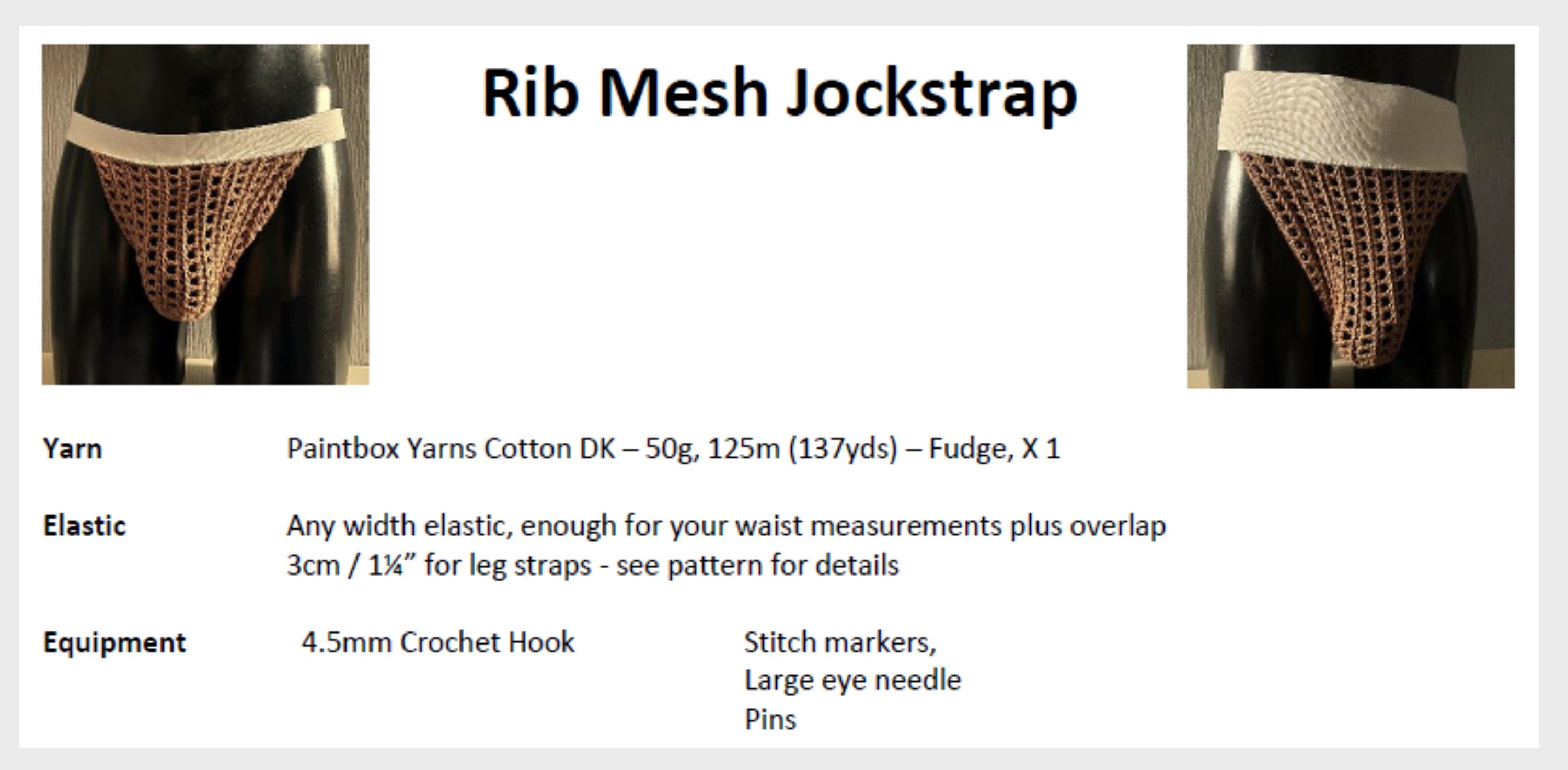 Men's Crochet Pattern, Double Knit Cotton Rib Mesh Jockstrap - Etsy