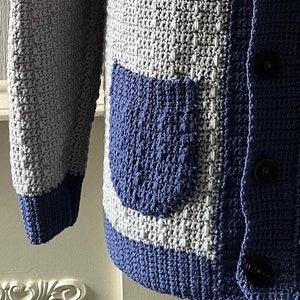 Men's Crochet PDF Pattern, Long Loop Stripe Textured Cardigan image 6