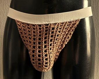 Men's Crochet Pattern, Double Knit Cotton Rib Mesh Jockstrap