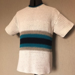 Men's Crochet Pattern, Textered Stripe T-Shirt