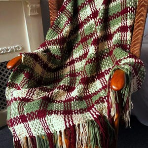 Crochet & Weave Throw Pattern, Offset Double Plaid Design, PDF Download Only