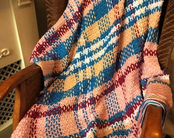 Crochet & Weave Pastel Pink Plaid Throw Pattern