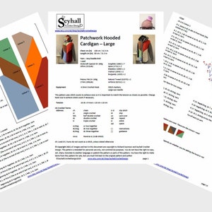 Men's Crochet PDF Pattern, Patchwork Hooded Cardigan image 7