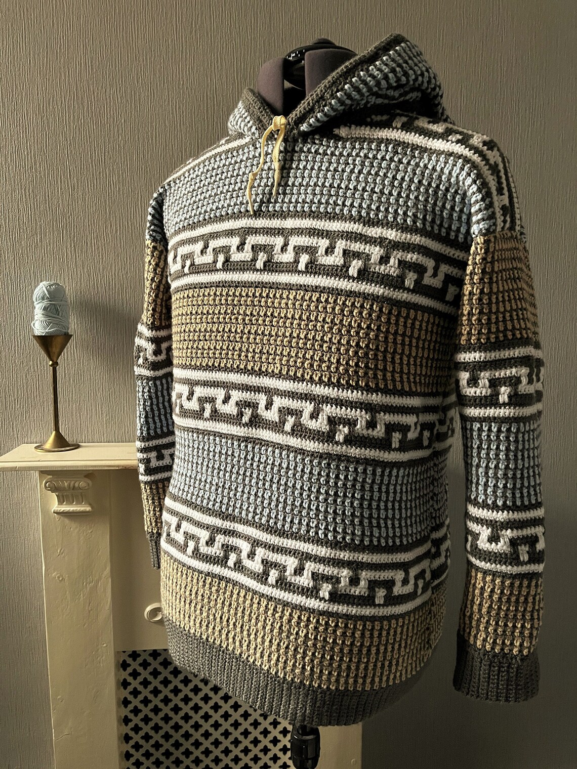 Menswear Crochet PDF Pattern Keystone and Linen Stitch Hoodie | Etsy