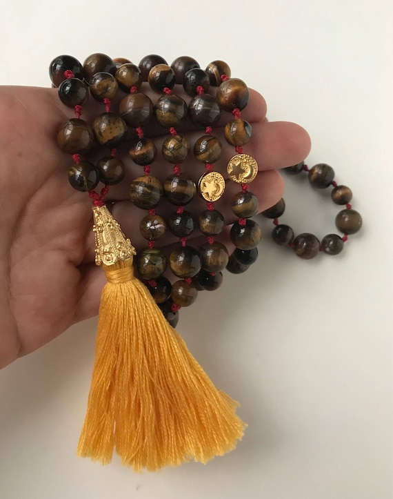 Tasbih Collier perles de prière islamique Sebha Misbaha même pour les  hommes Tasbih 99 pierres précieuses perles de prière oeil de tigre Eid  cadeaux -  France