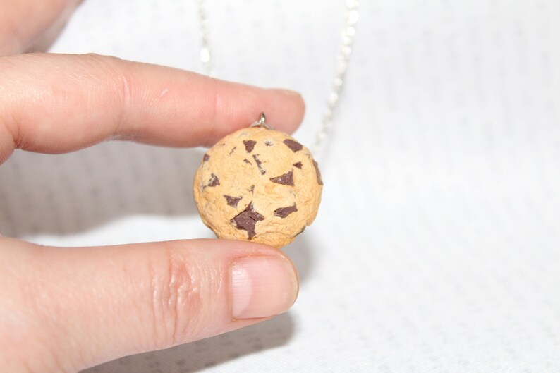 Cookie Necklace Choc Chip Cookie Pendant Biscuit Necklace Miniature Food Jewelry Foodie Gift Food jewelry