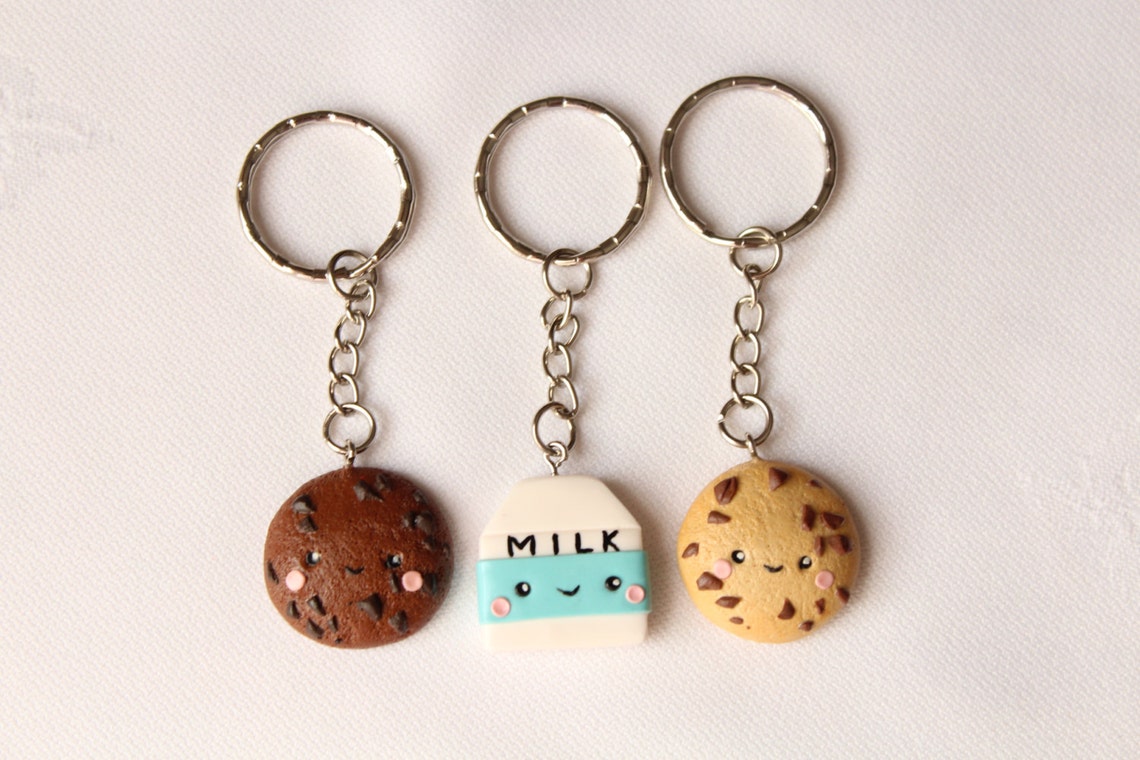 BFF Cookie and milk keychain S'more 3 friends keychain set Etsy