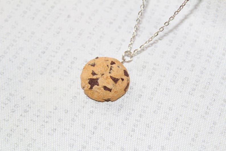 Cookie Necklace Choc Chip Cookie Pendant Biscuit Necklace Miniature Food Jewelry Foodie Gift Food jewelry