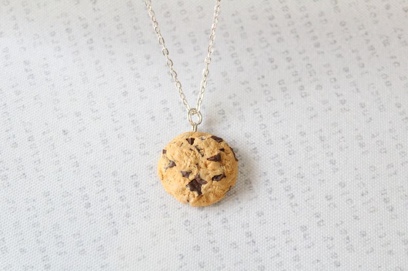 Cookie Necklace Choc Chip Cookie Pendant Biscuit Necklace Miniature Food Jewelry Foodie Gift Food jewelry