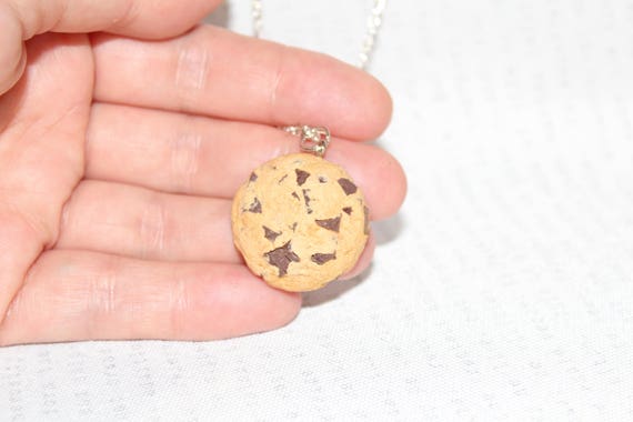 Cookie Necklace Choc Chip Cookie Pendant Biscuit Necklace Miniature Food Jewelry Foodie Gift Food jewelry