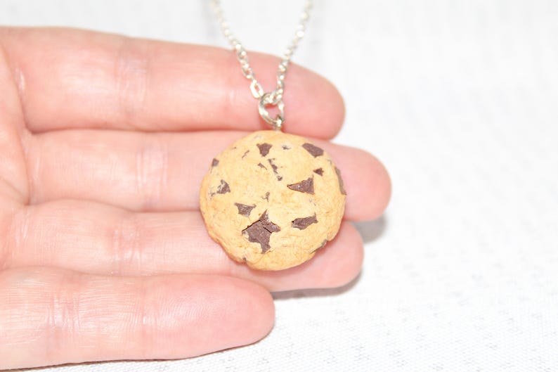 Cookie Necklace Choc Chip Cookie Pendant Biscuit Necklace Miniature Food Jewelry Foodie Gift Food jewelry