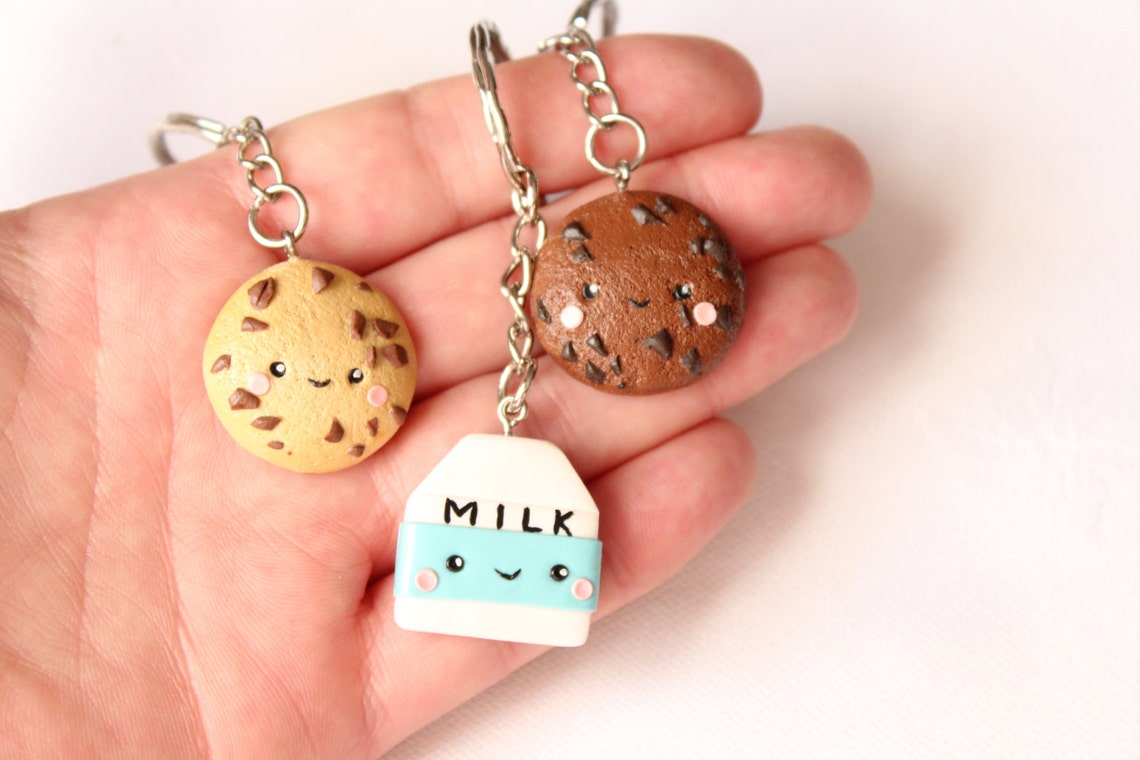 BFF Cookie and milk keychain S'more 3 friends keychain set Etsy