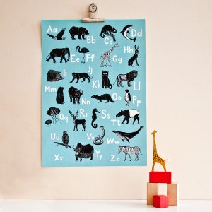 Tier ABC Poster für Kinder, deutsches Alphabet der Tiere mit Illustrationen