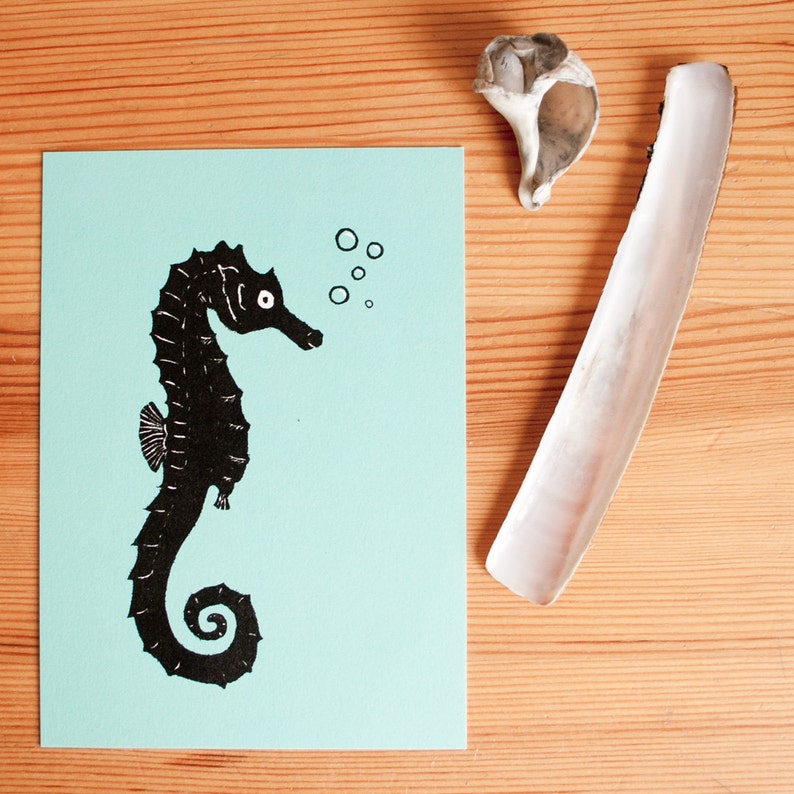 Postcard Seahorse, animal illustration image 4