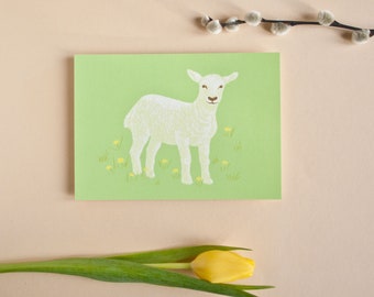 Postcard lamb in A6 format, spring greeting card for Easter