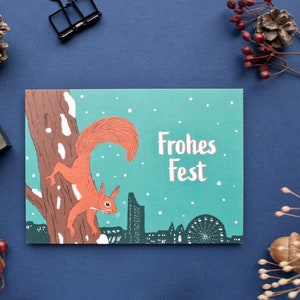 Weihnachtskarte Eichhörnchen, Tierillustration Weihnachten