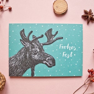 Orignal de carte de Noël, illustration animale de Noël