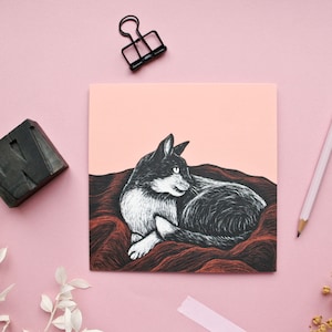 Gatto da cartolina su coperta in formato quadrato