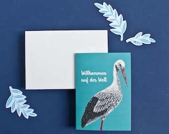 Greeting card in german "Willkommen auf der Welt"