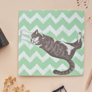 Cartolina | Gatto su tappeto di formato quadrato