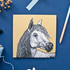 Cheval de carte postale, illustration pour les amoureux de la nature