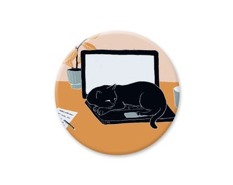 Aimant rond chat sur ordinateur portable, diamètre 38 mm