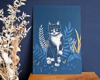 Poster Cat and Plants, A4