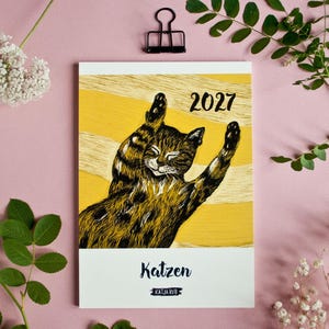 Cat Calendar 2027 Animal Illustrations A5 - german image 1