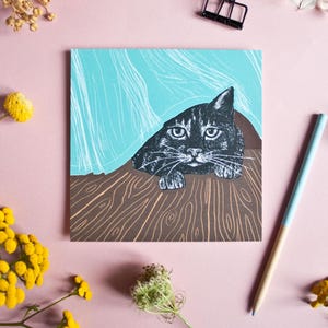 Gatto e tenda da cartolina quadrati