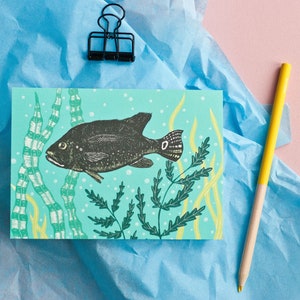 Carte postale poisson, illustration sous-marine au format A6 pour les amoureux des animaux et de la nature