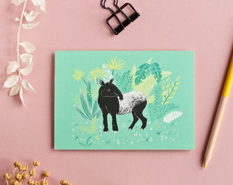 Tapir postcard in size A6, animal card for animal and plant lovers