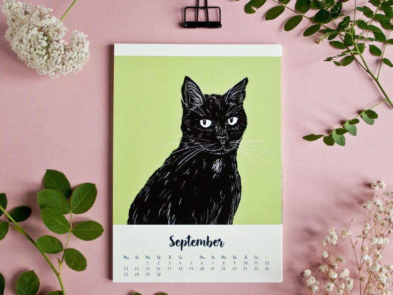Cat Calendar 2027 Animal Illustrations A5 - german image 10