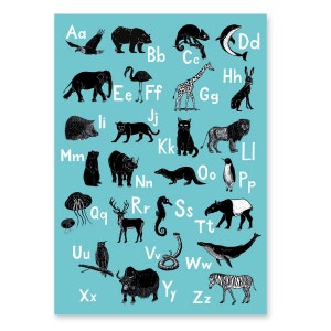 Animal ABC-Poster, illustrated german alphabet poster for kids image 2