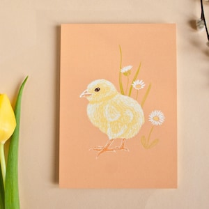 Pulcino cartolina in formato A6, biglietto di auguri primaverile per Pasqua