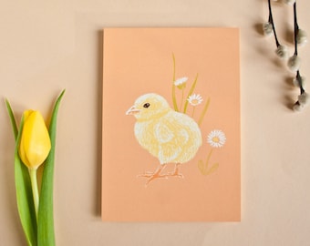 Postcard chick in A6 format, spring greeting card for Easter