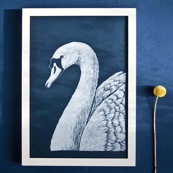 Druck Schwan A4, Tierillustration