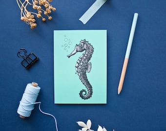 Postcard Sea horse, illustration A6