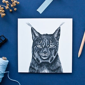 Carte postale lynx, illustration pour les amoureux de la nature
