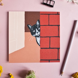 Carte postale carrée Chat (Brique)