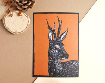 Postcard deer, A6