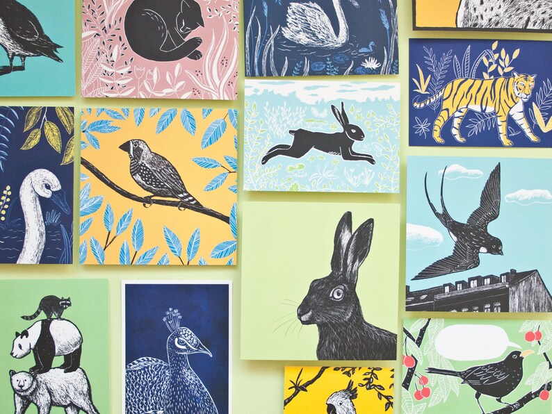 Custom postcard set 10 postcards with animal illustrations image 3