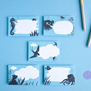 Set van 10 dierenstickers voor notitieboekjes, boeken of brieven