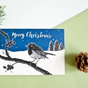 Weihnachtskarte Vogel, Waldtier Illustration