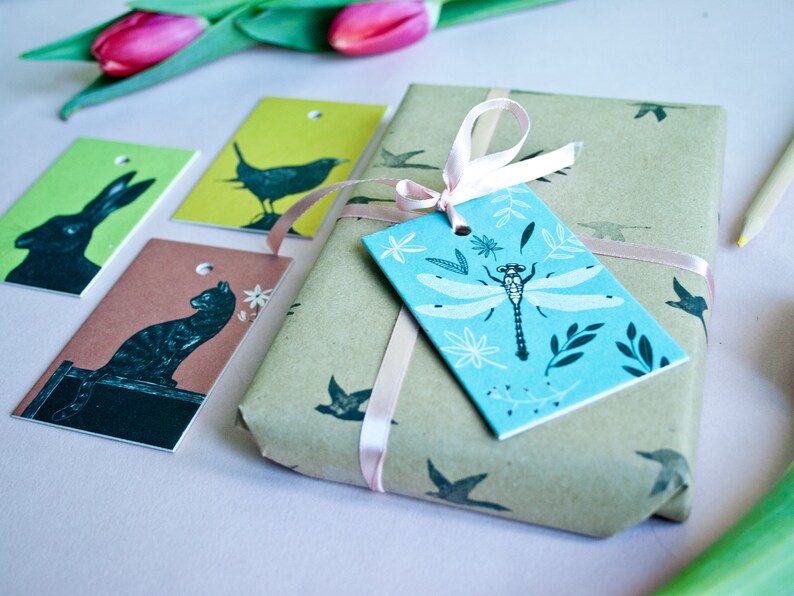 Set of 4 Gift Tags with animal illustrations image 5