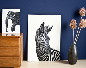 Poster Zebra A4, Tierillustration
